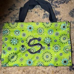 Thirty One Green Patterned Tote Bag